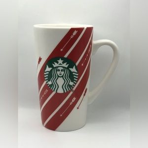 Starbucks Tall 16 oz Mug Ceramic Red White Stripes With Arrows 2020 Classic Logo